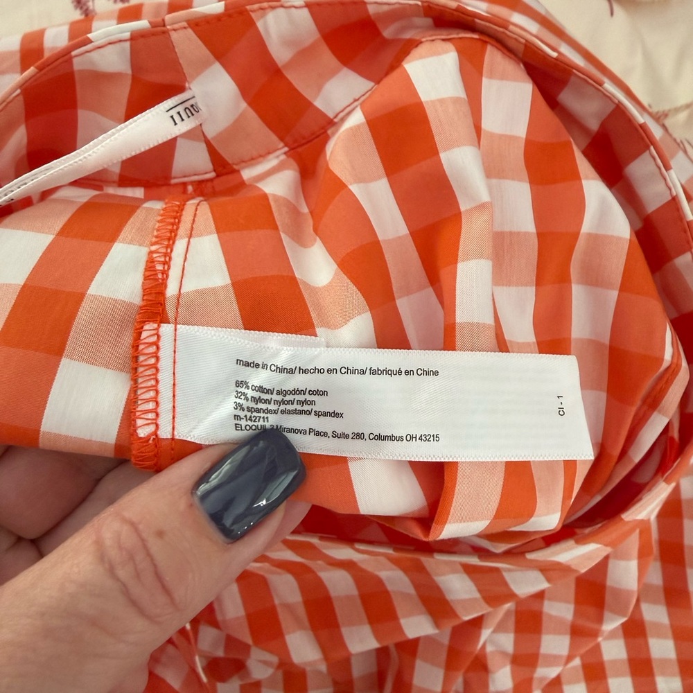 Eloquii Orange Gingham Ruffled Wrap Skirt, 16 - Picture 4 of 7